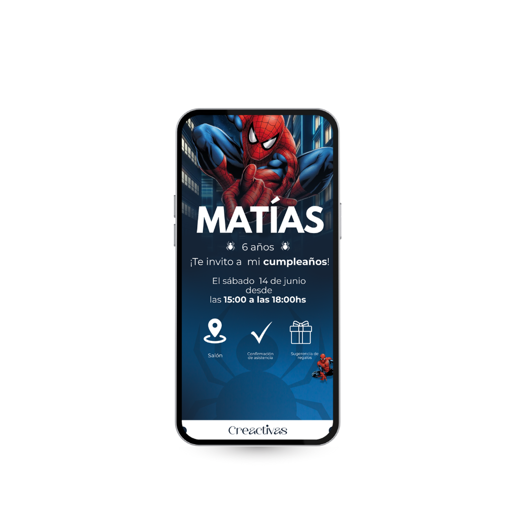 Invitación digital infantil – Hombre Araña