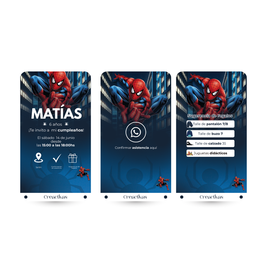 Invitación digital infantil – Hombre Araña