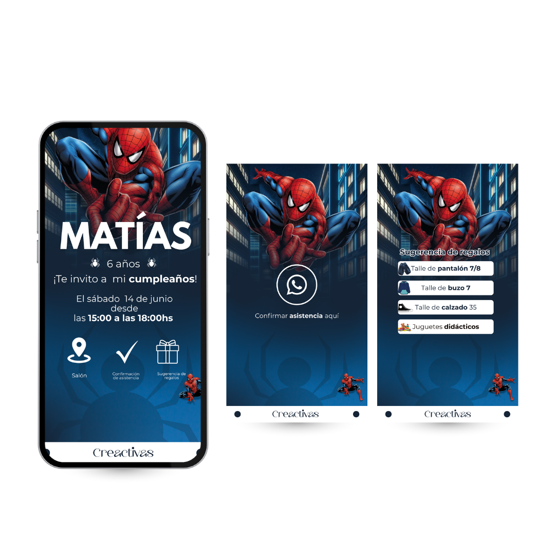 Invitación digital infantil – Hombre Araña