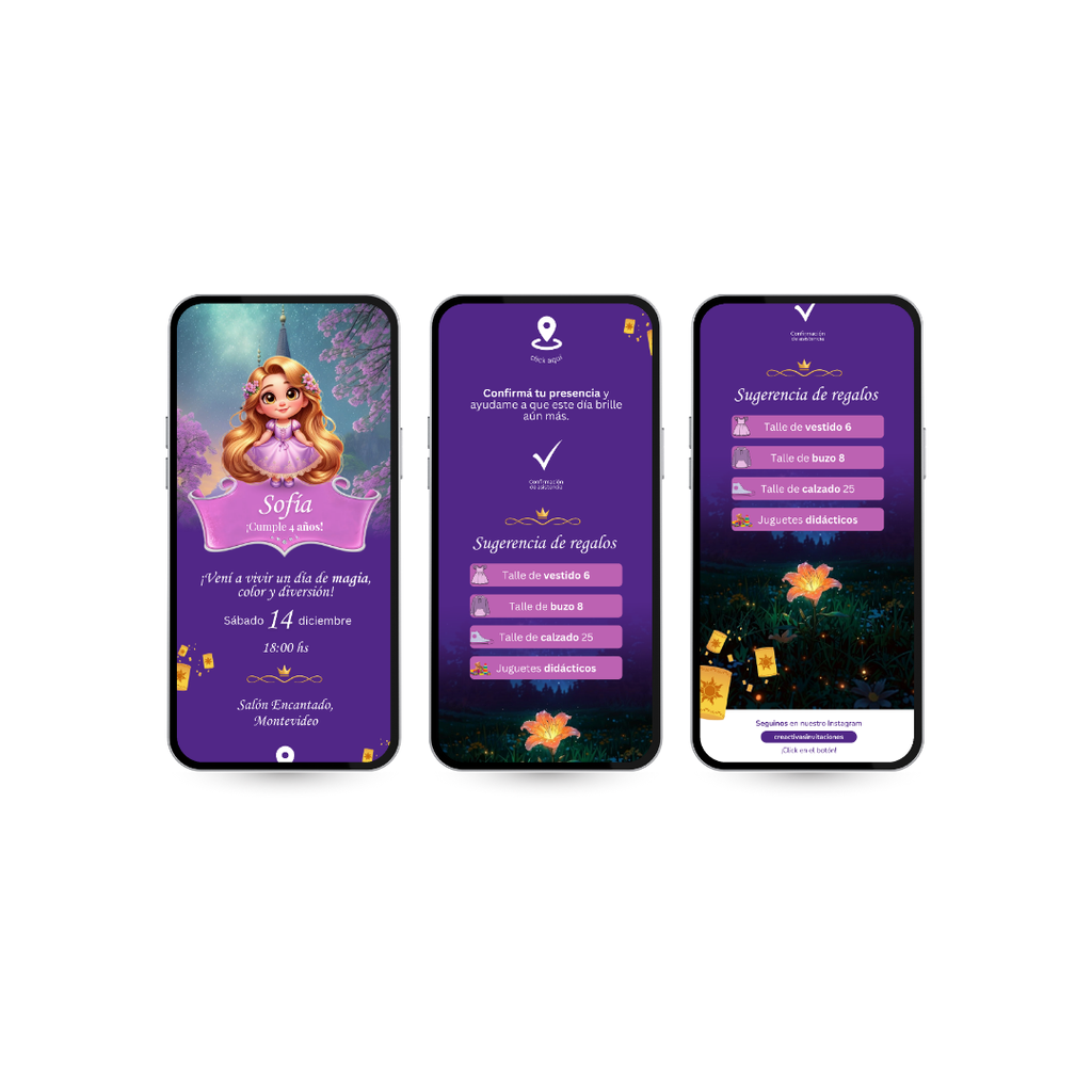Invitación Digital Enredados Rapunzel – Infinity Premium