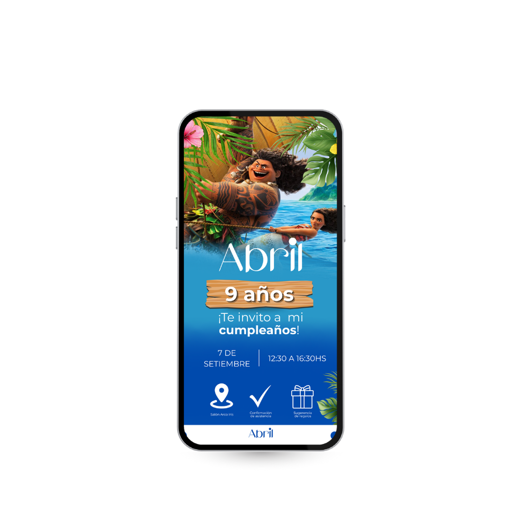 Invitación digital infantil – Moana