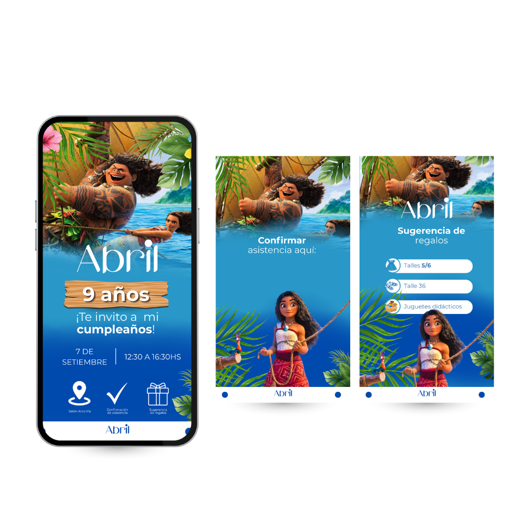 Invitación digital infantil – Moana