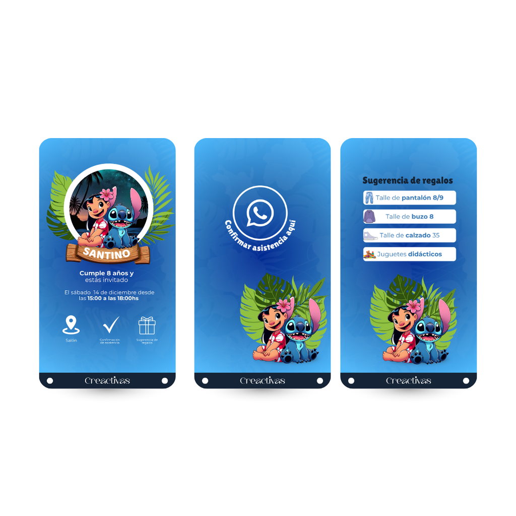 Invitación digital infantil – Lilo & Stitch