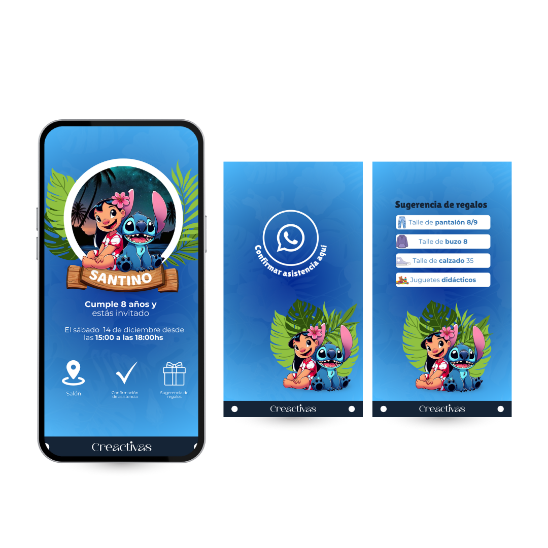 Invitación digital infantil – Lilo & Stitch