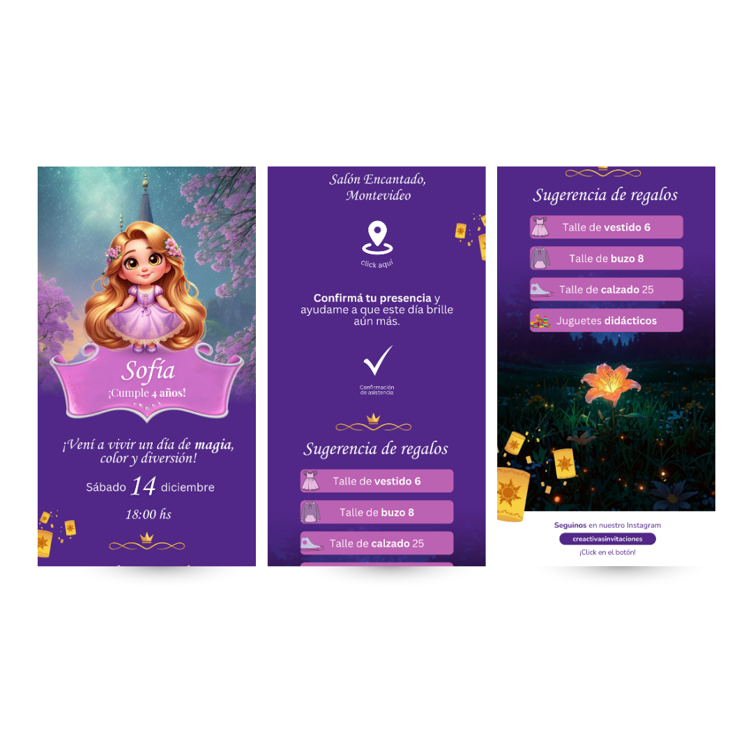Invitación Digital Enredados Rapunzel – Infinity Premium