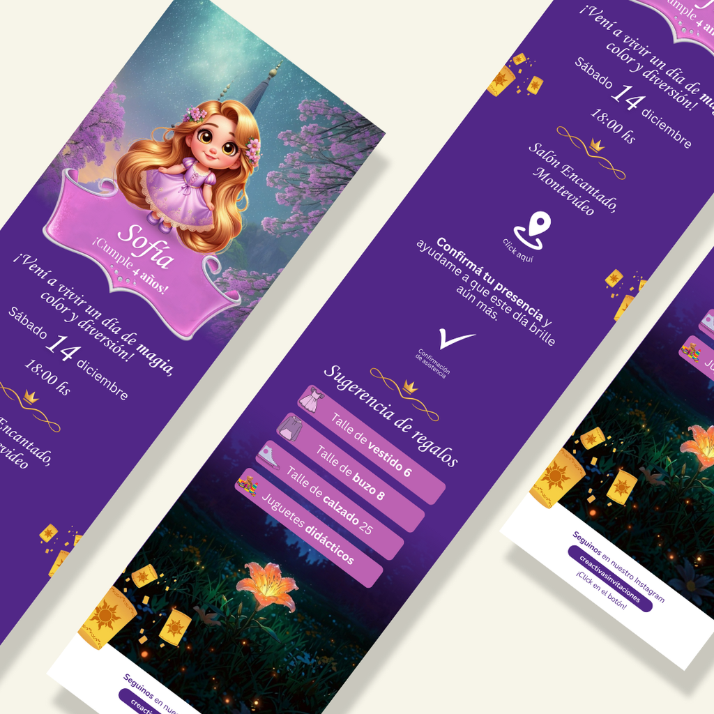 Invitación Digital Enredados Rapunzel – Infinity Premium