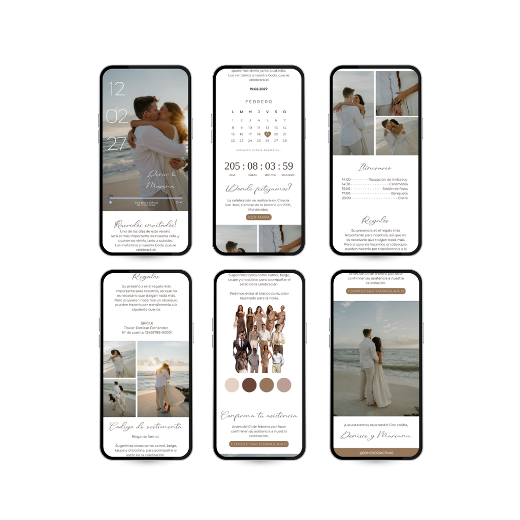 Invitación Digital para Boda Elegante Modelo Brisa | Creactivas