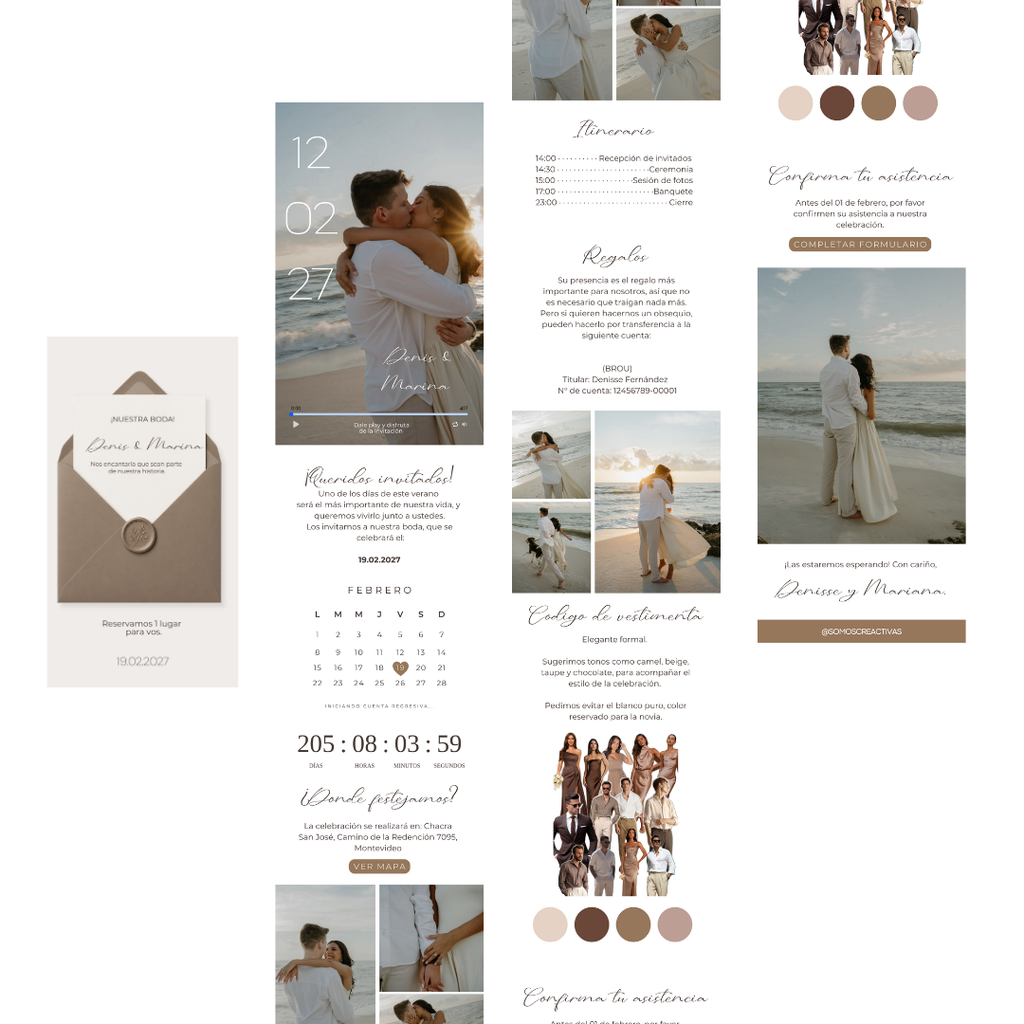Invitación Digital para Boda Elegante Modelo Brisa | Creactivas