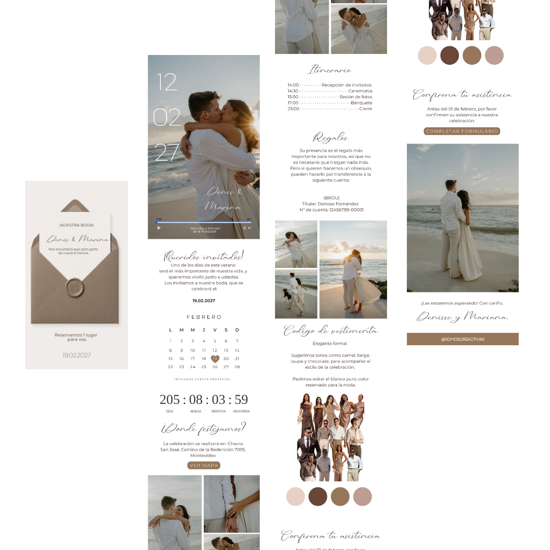Invitación Digital para Boda Elegante Modelo Brisa | Creactivas