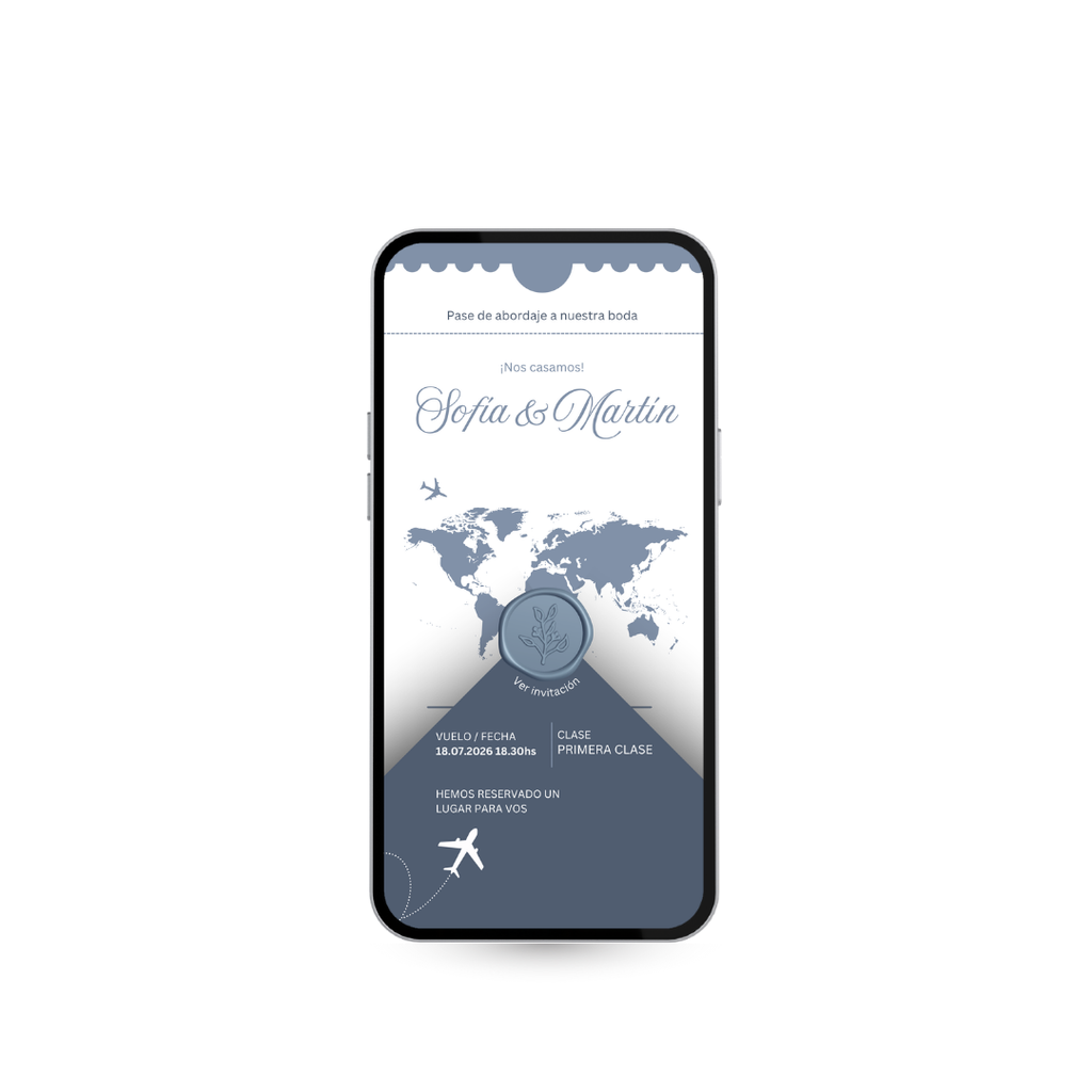 Invitación Digital Boarding Pass – Experiencia Premium.