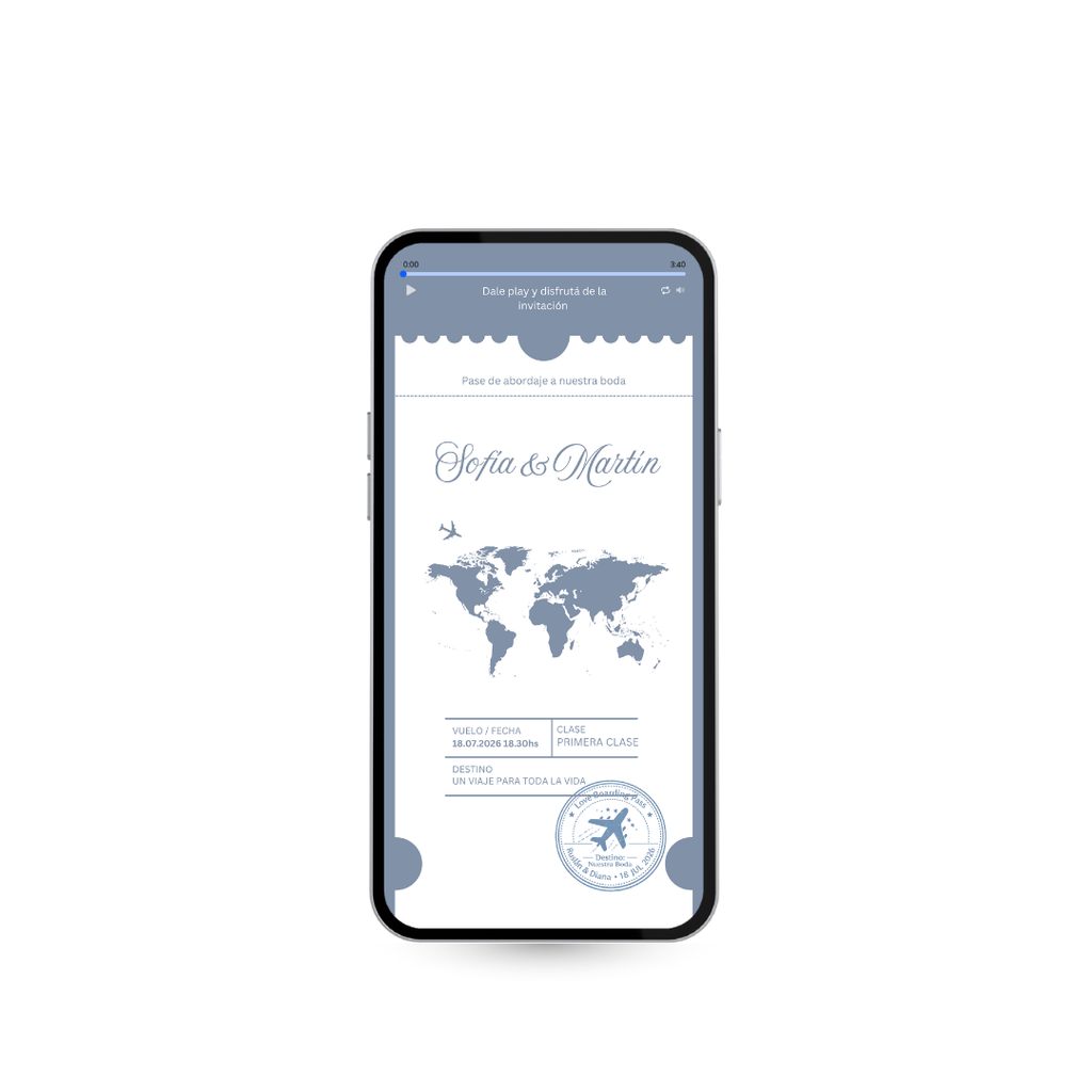 Invitación Digital Boarding Pass – Experiencia Premium.