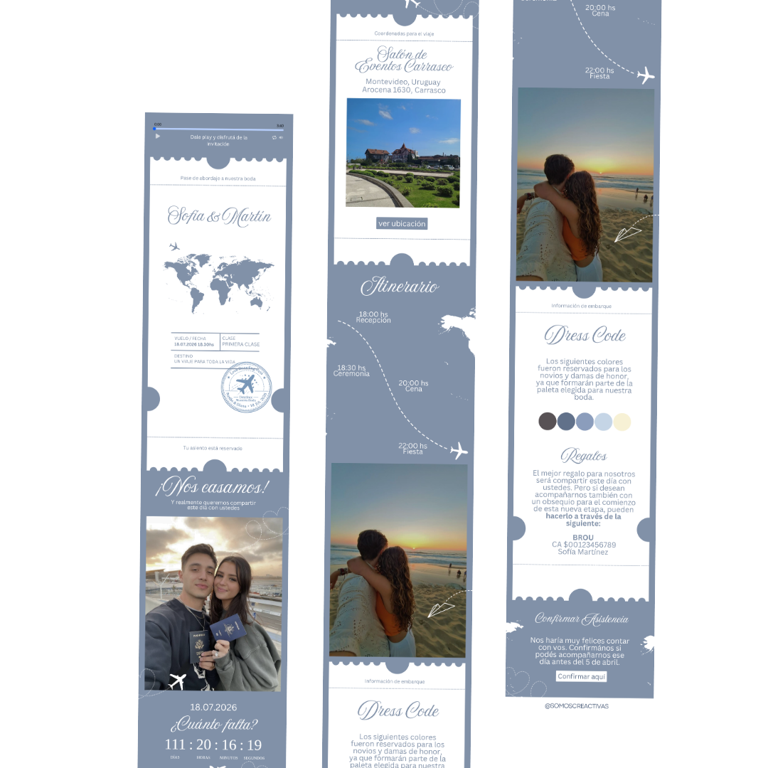 Invitación Digital Boarding Pass – Experiencia Premium.