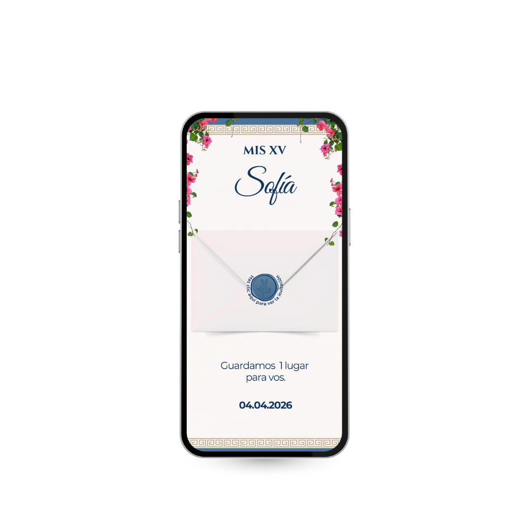 Invitación Digital Santorini Santa Rita – Experiencia Premium