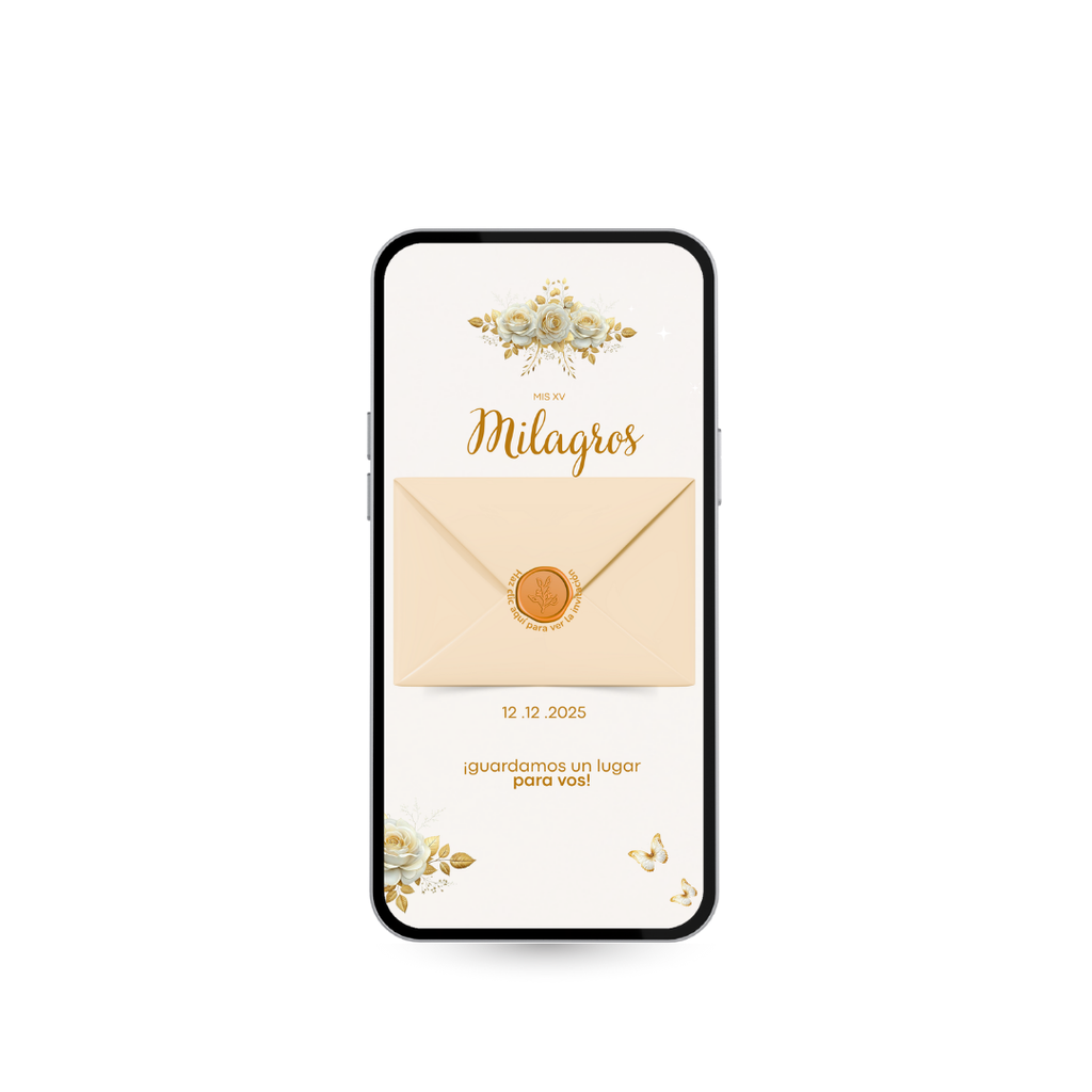 Invitación Digital Interactiva Cristal Dorada – XV Años