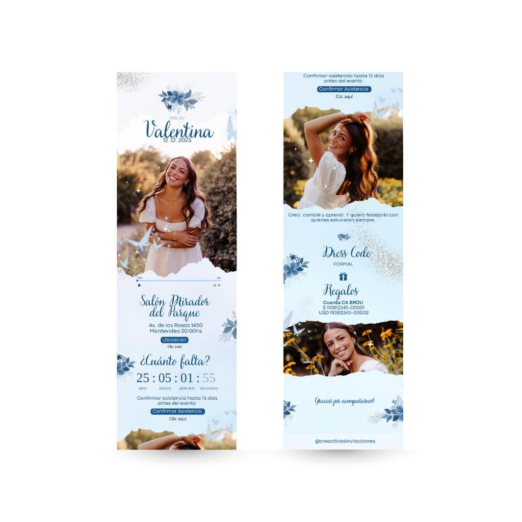 Invitación Digital Interactiva Cristal – XV Años