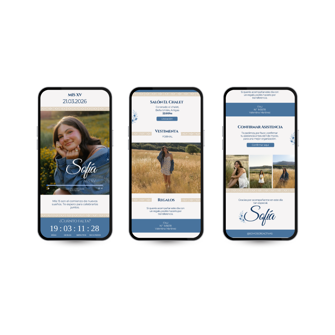 Invitación Digital Santorini – Experiencia Premium