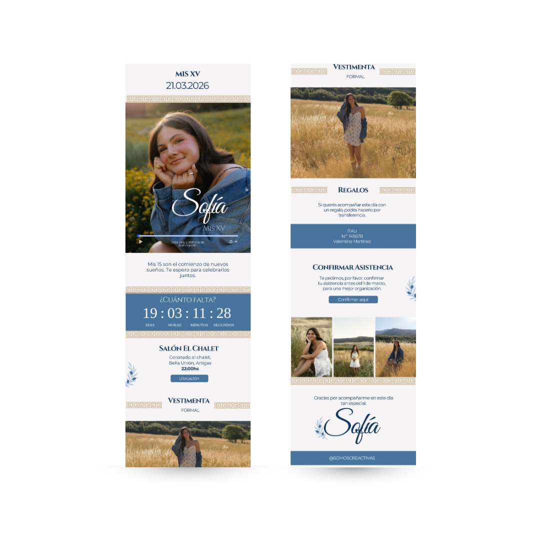 Invitación Digital Santorini – Experiencia Premium