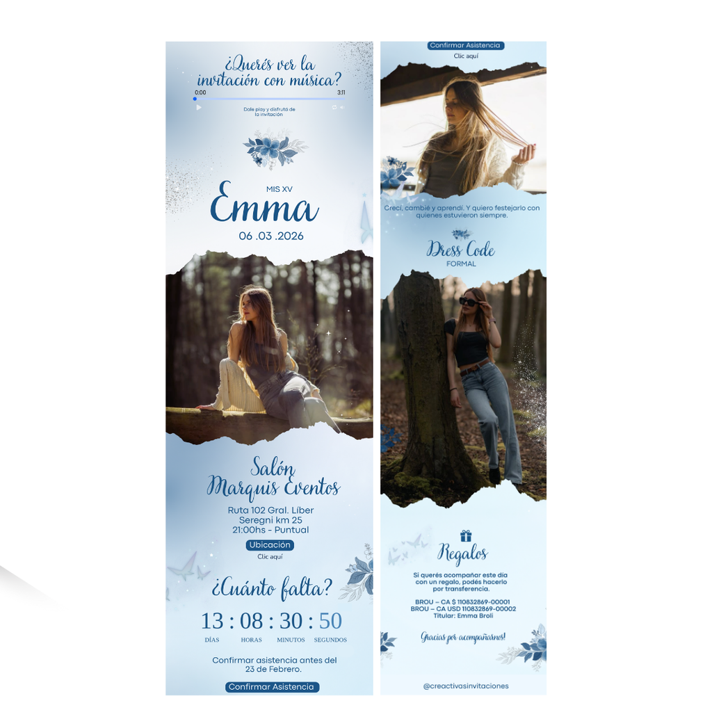 Invitación Digital Interactiva Cristal – XV Años