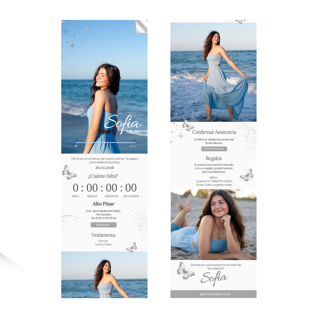 Invitación Digital Interactiva Perla – XV Años