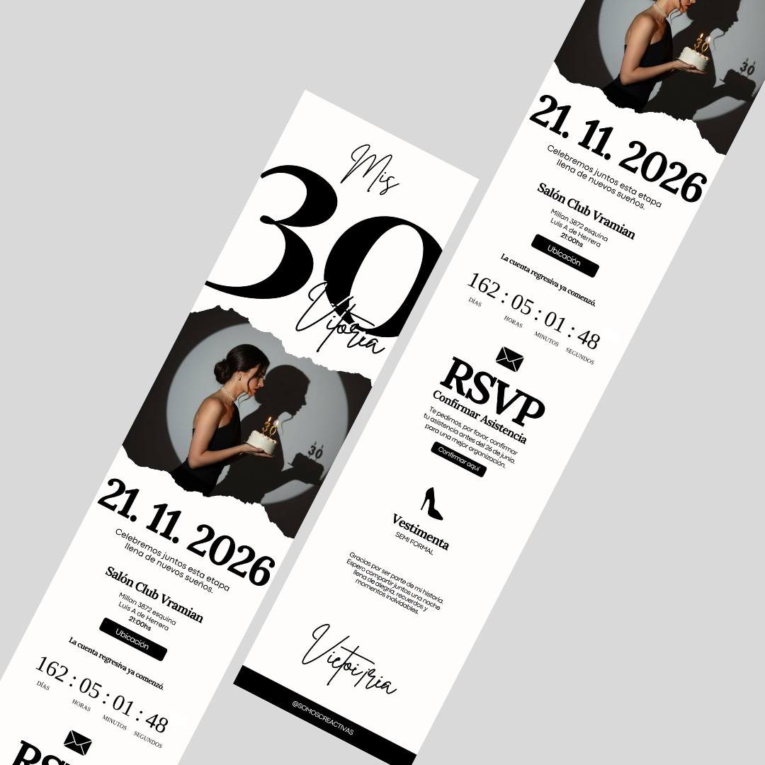 Invitación Digital 30 Años Milán | Elegante, Moderna y Personalizada