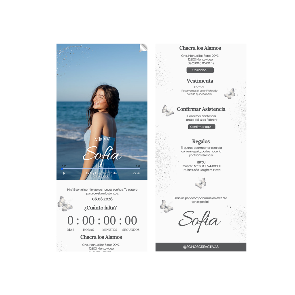 Invitación Digital Interactiva Perla – XV Años