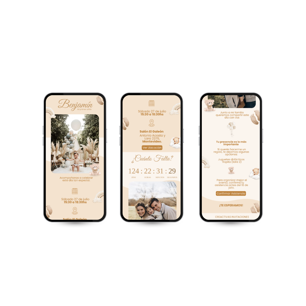 Invitación Digital Teddy Beige – Experiencia Premium