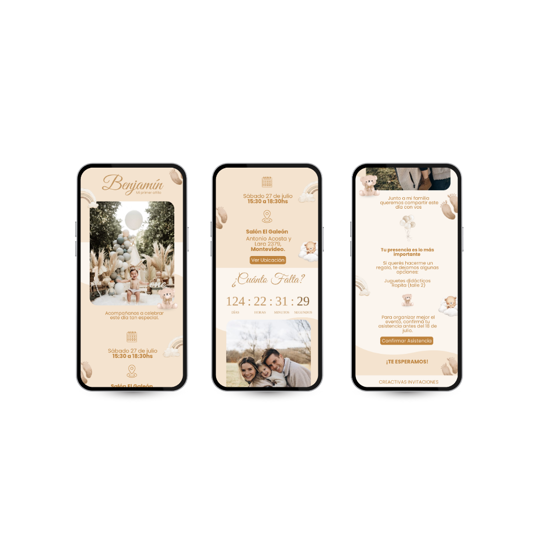 Invitación Digital Teddy Beige – Experiencia Premium