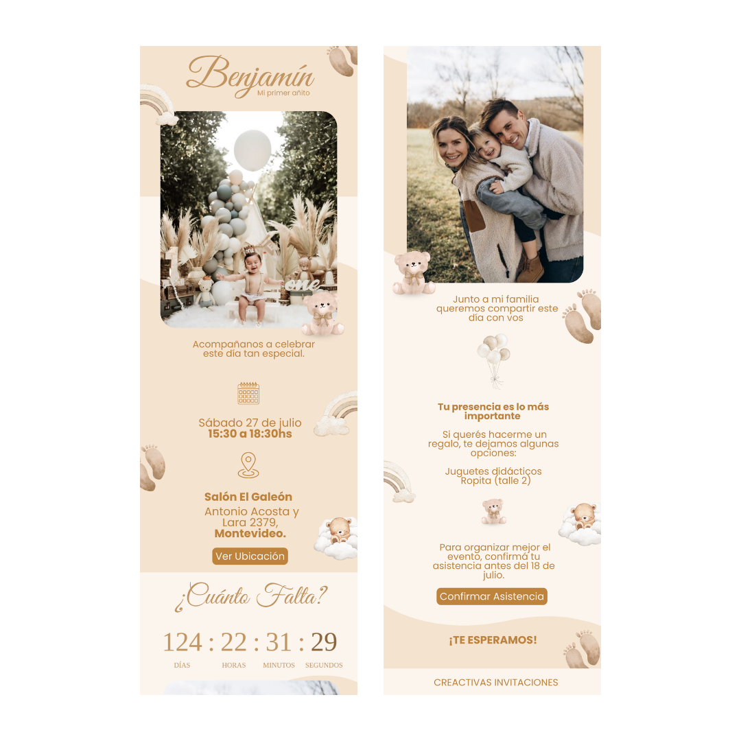 Invitación Digital Teddy Beige – Experiencia Premium