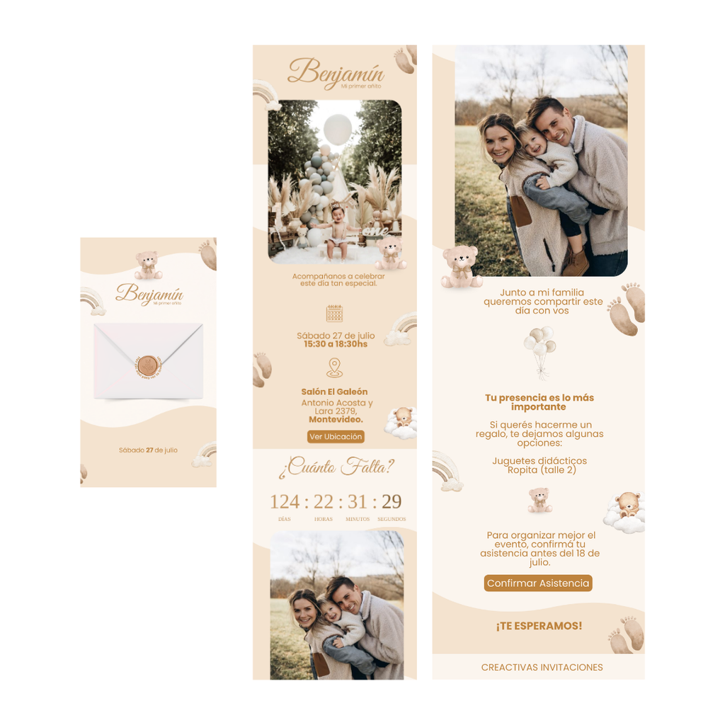 Invitación Digital Teddy Beige – Experiencia Premium