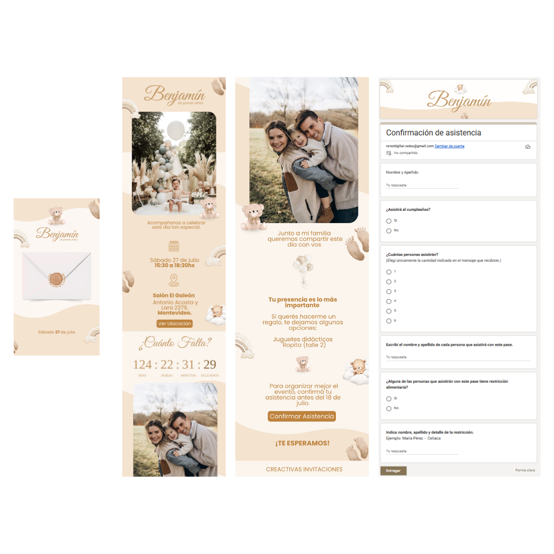 Invitación Digital Teddy Beige – Experiencia Premium