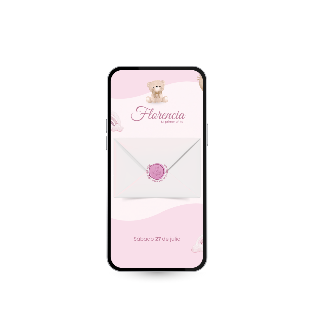 Invitación Digital Teddy Rosa – Experiencia Premium