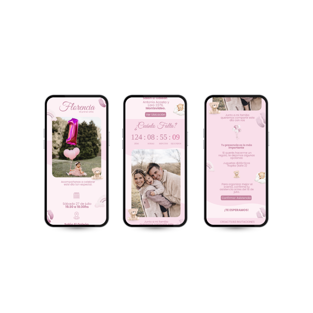 Invitación Digital Teddy Rosa – Experiencia Premium