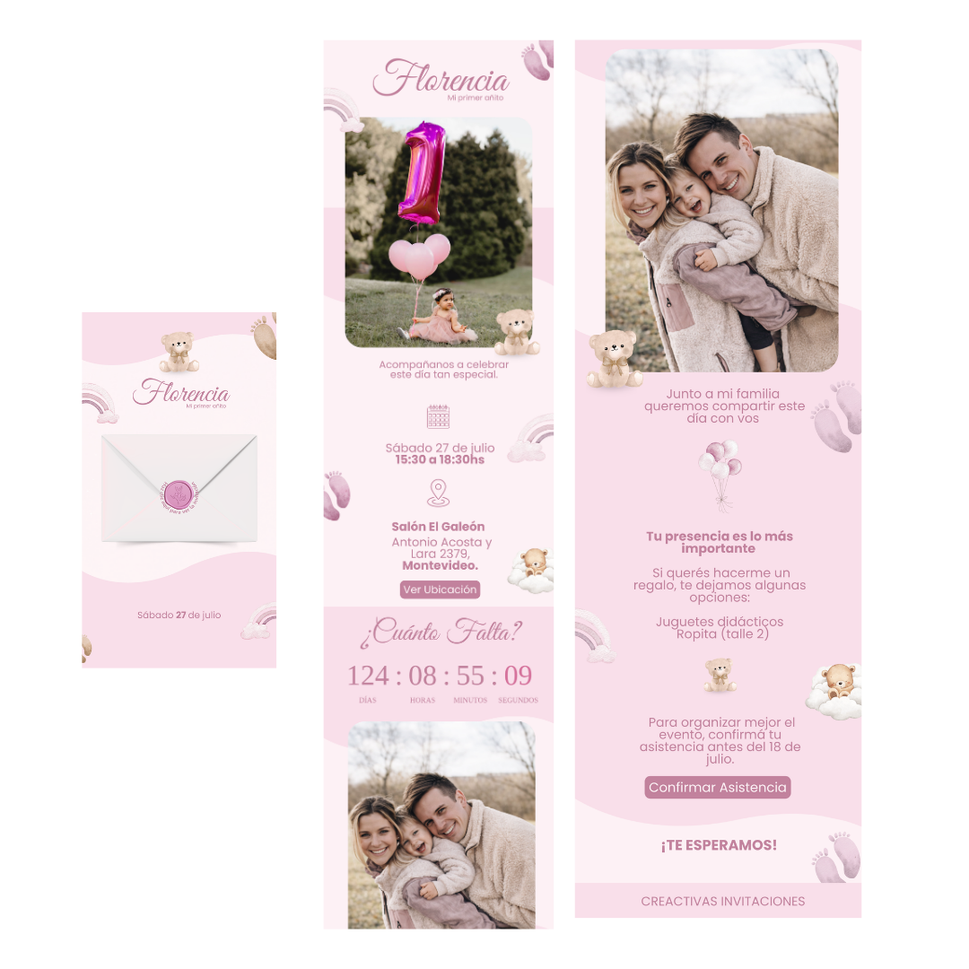Invitación Digital Teddy Rosa – Experiencia Premium