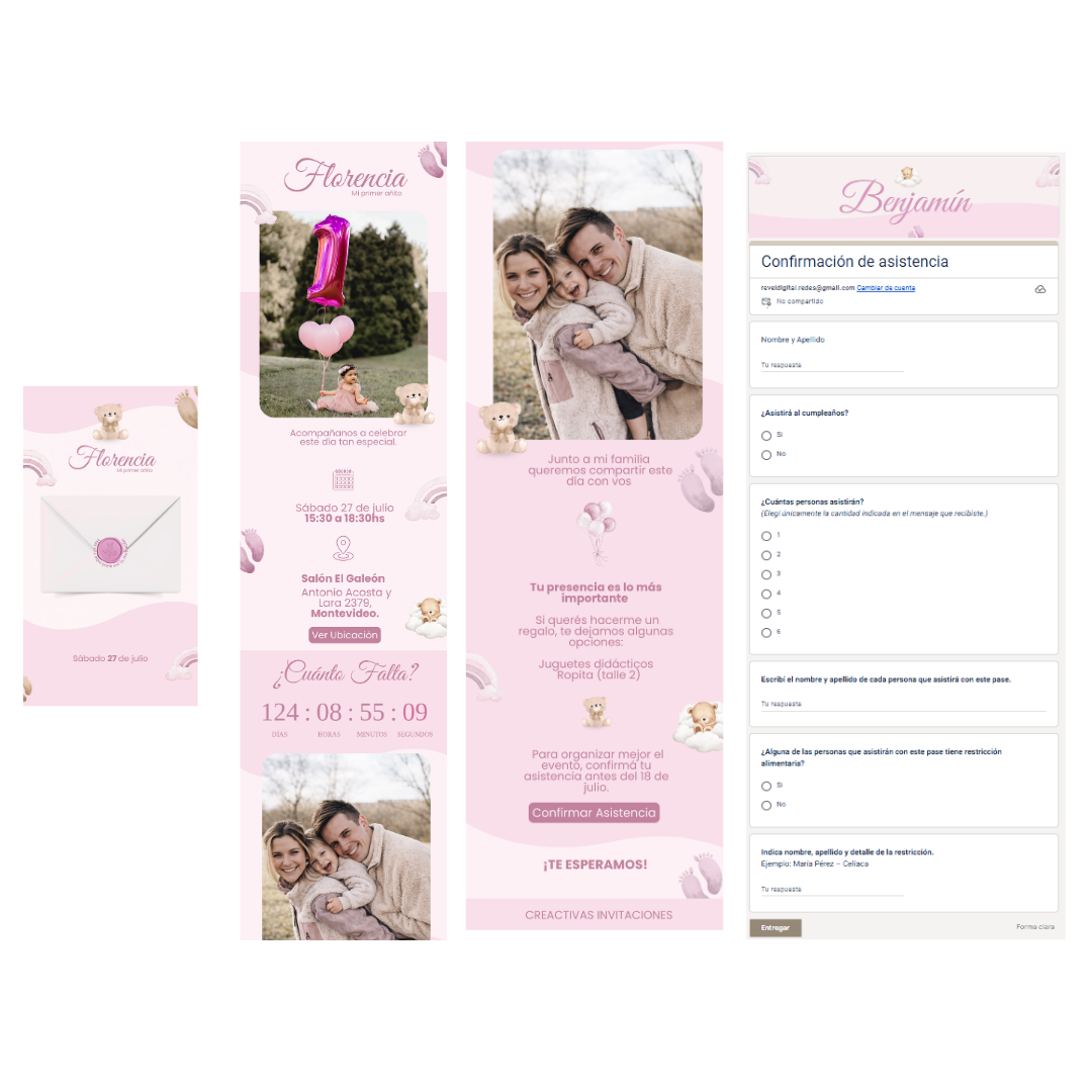 Invitación Digital Teddy Rosa – Experiencia Premium