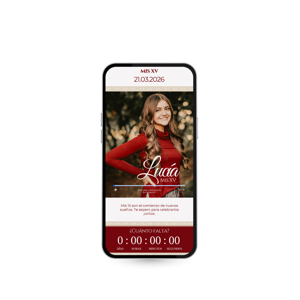 Invitación Digital Santorini Rojo – Experiencia Premium