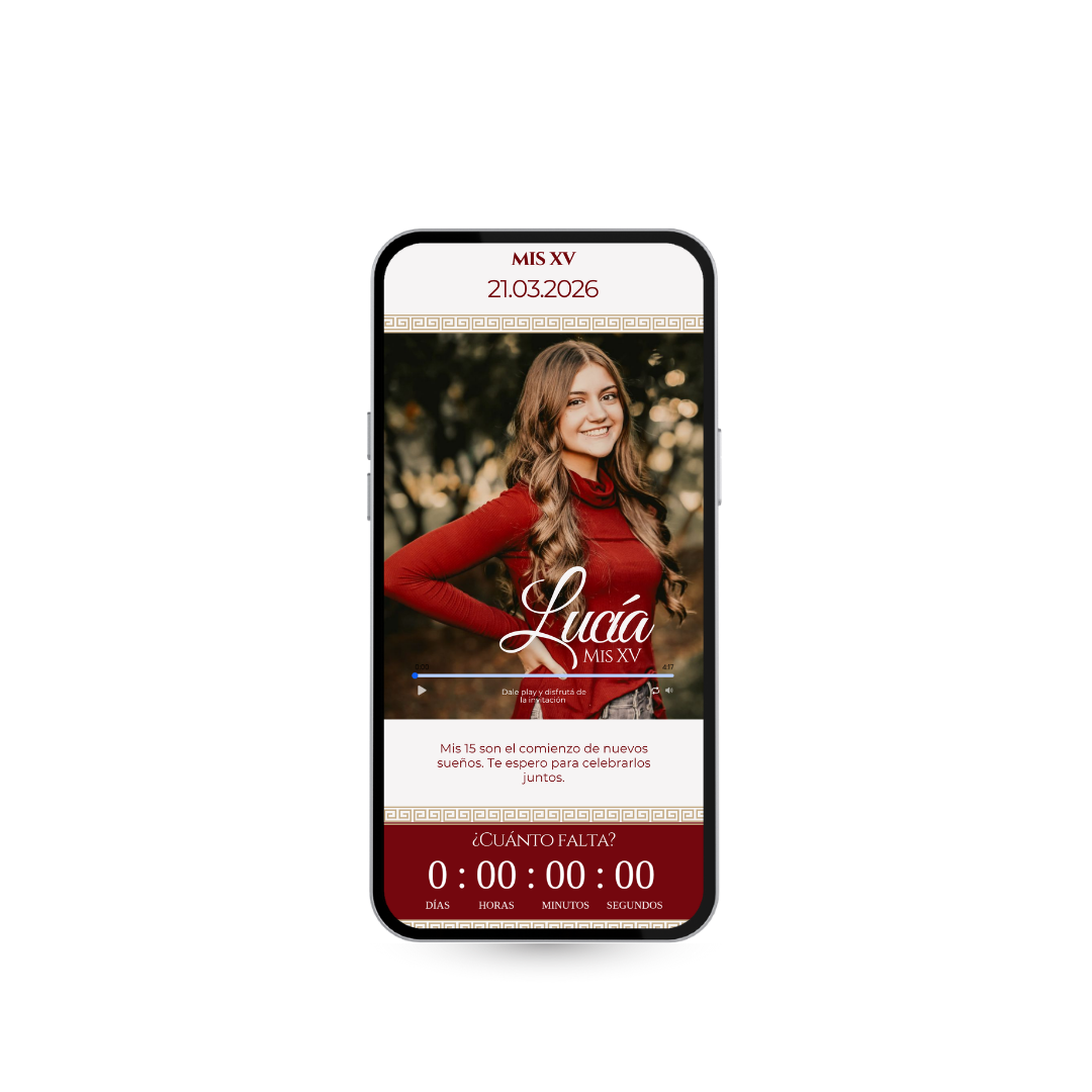 Invitación Digital Santorini Rojo – Experiencia Premium