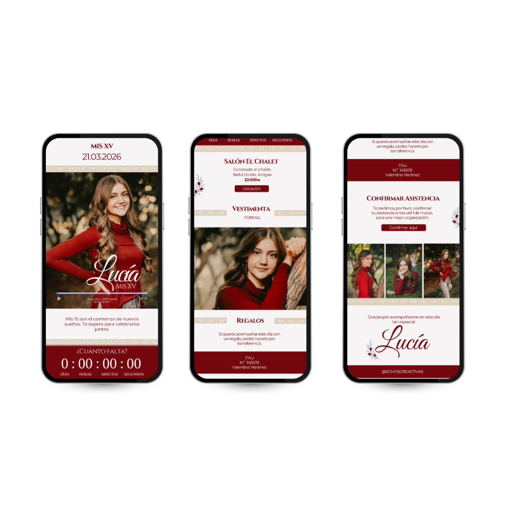 Invitación Digital Santorini Rojo – Experiencia Premium