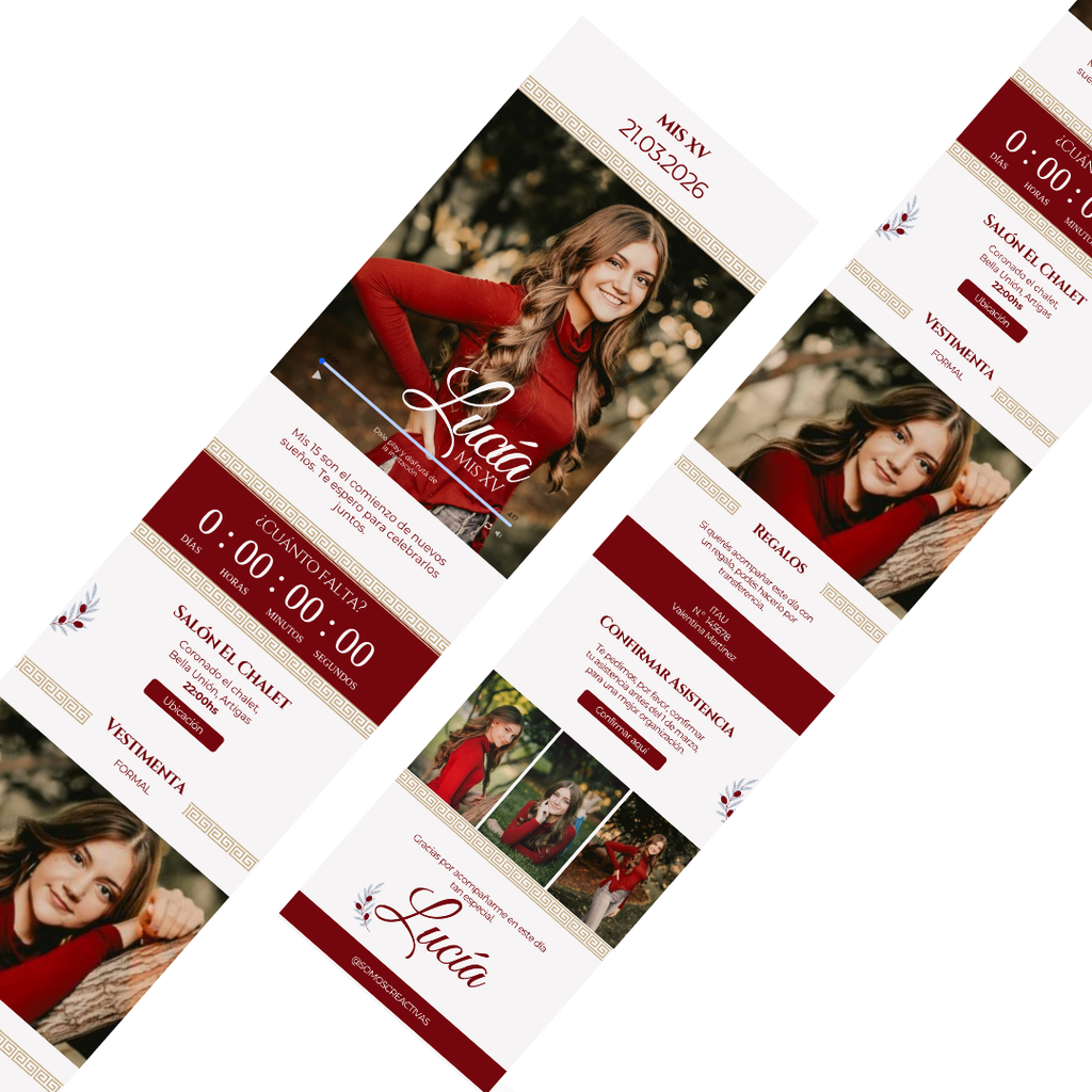 Invitación Digital Santorini Rojo – Experiencia Premium