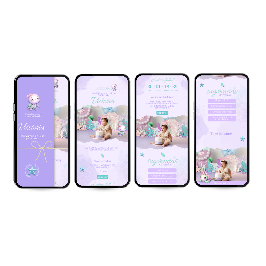 Invitación Sirena para Primer Año