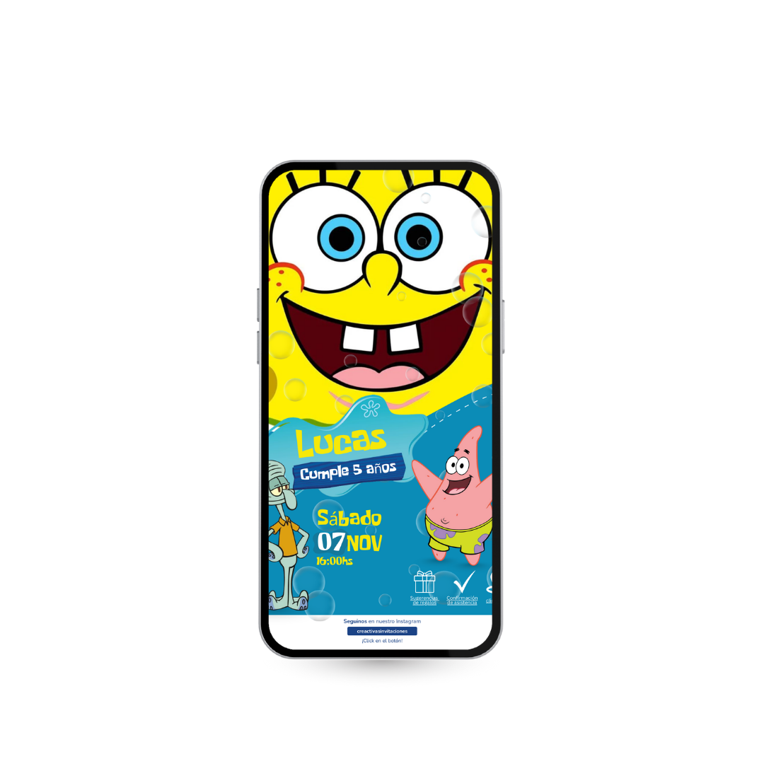 Invitación Digital Interactiva – Bob Esponja