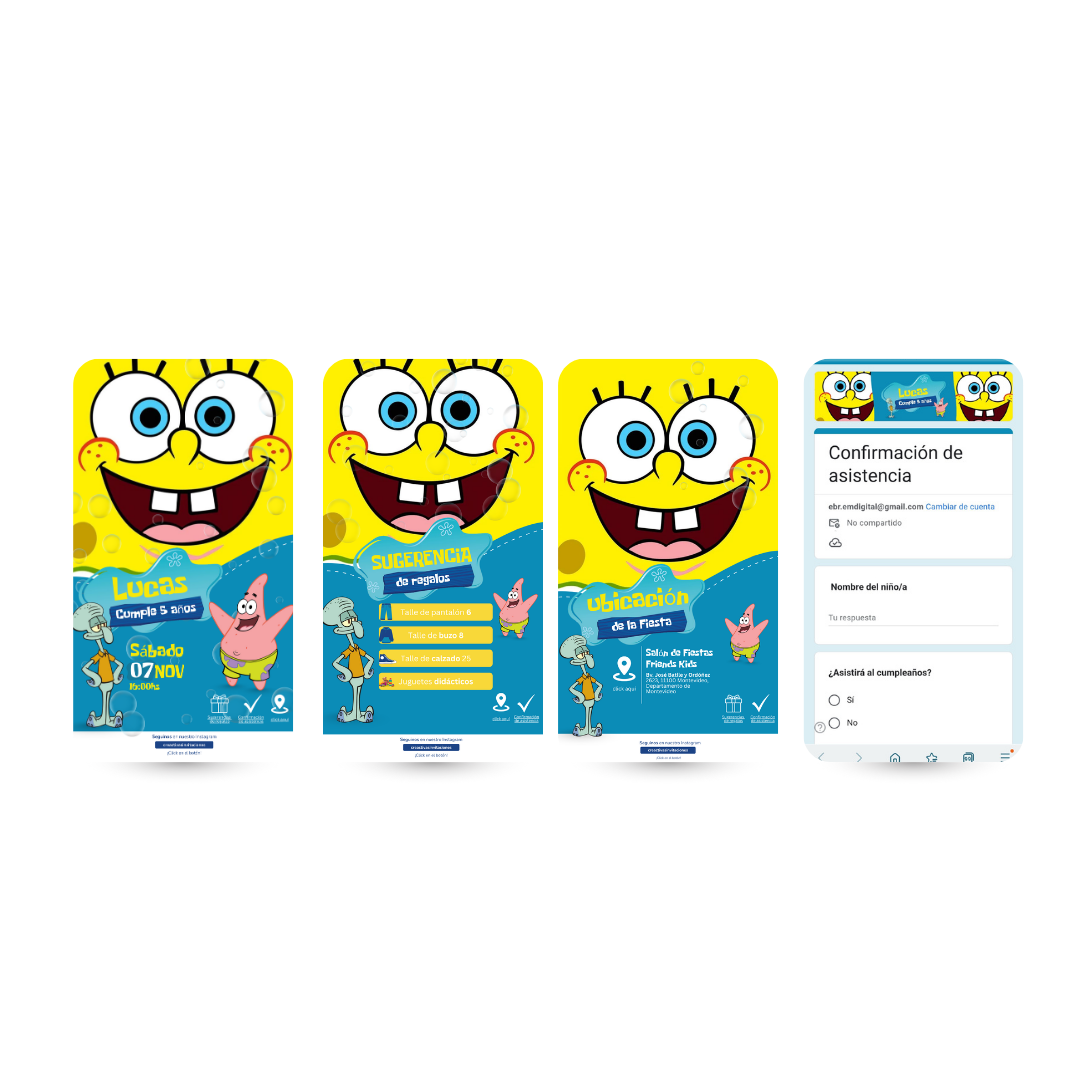 Invitación Digital Interactiva – Bob Esponja