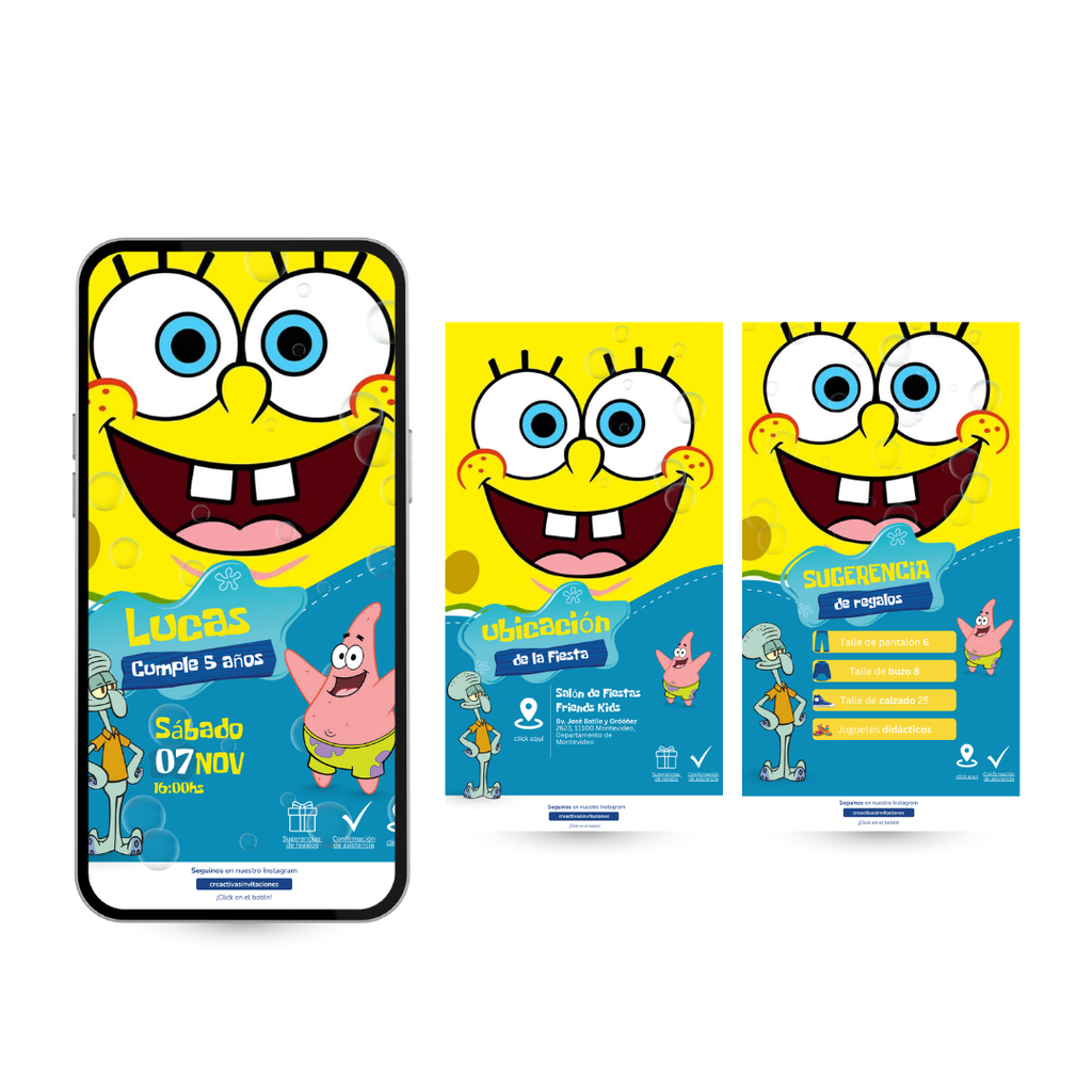 Invitación Digital Interactiva – Bob Esponja