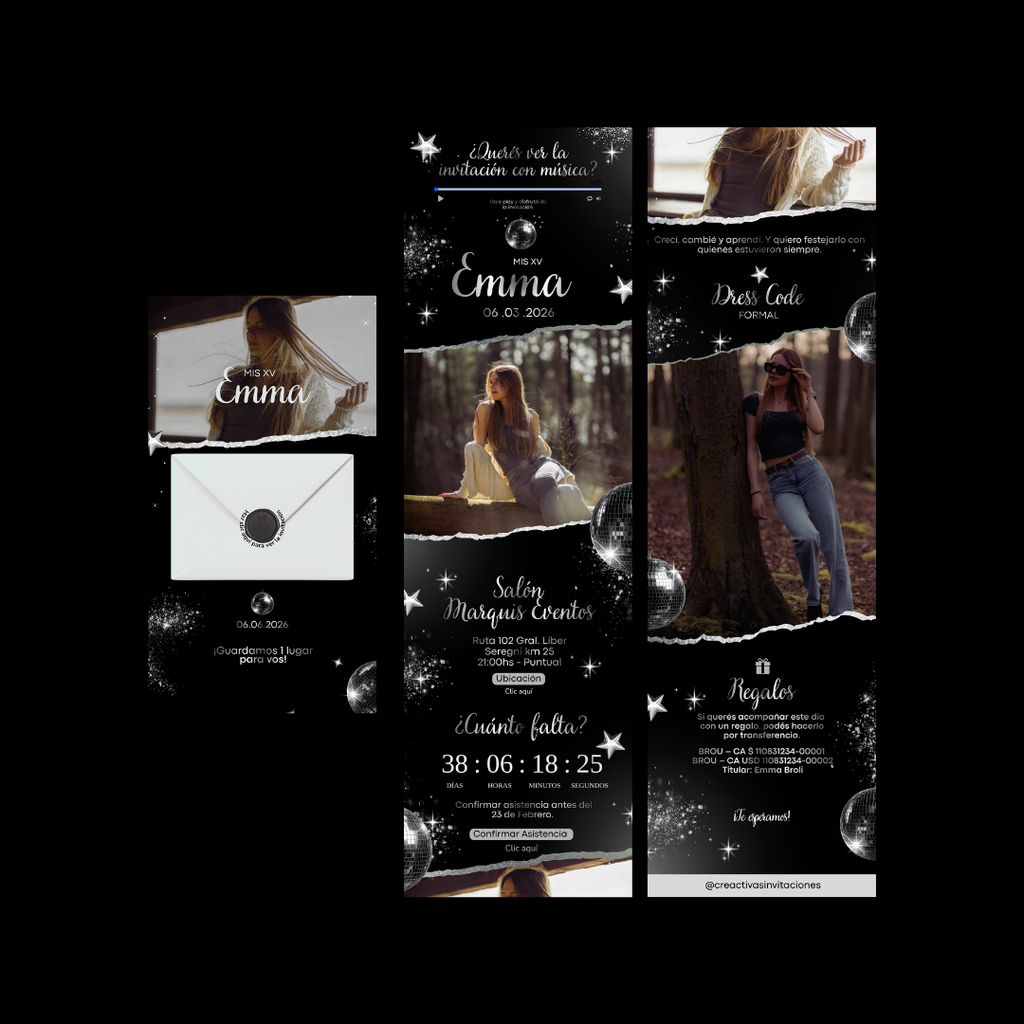 Invitación Digital Disco Queen – Experiencia Premium