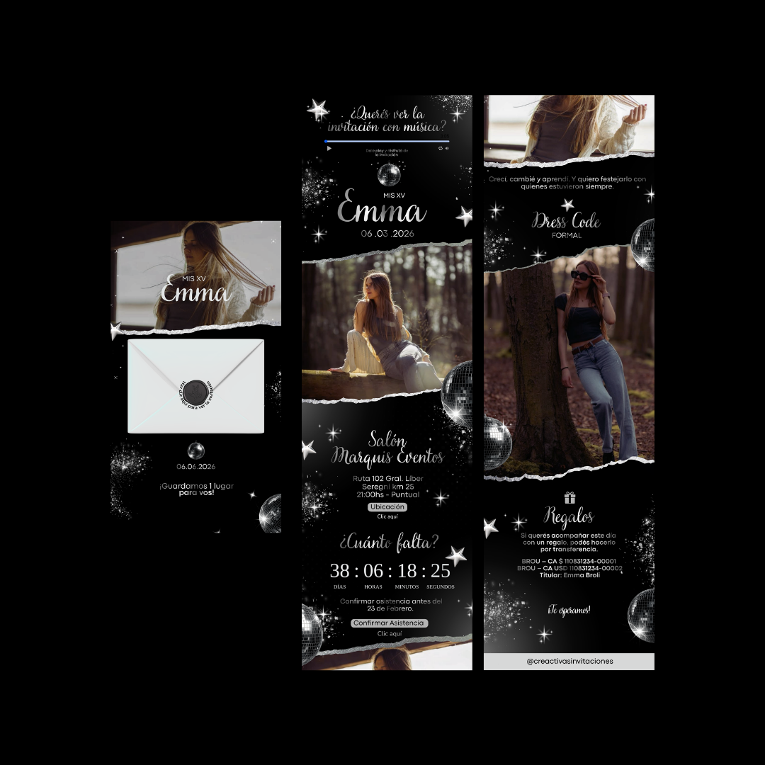 Invitación Digital Disco Queen – Experiencia Premium