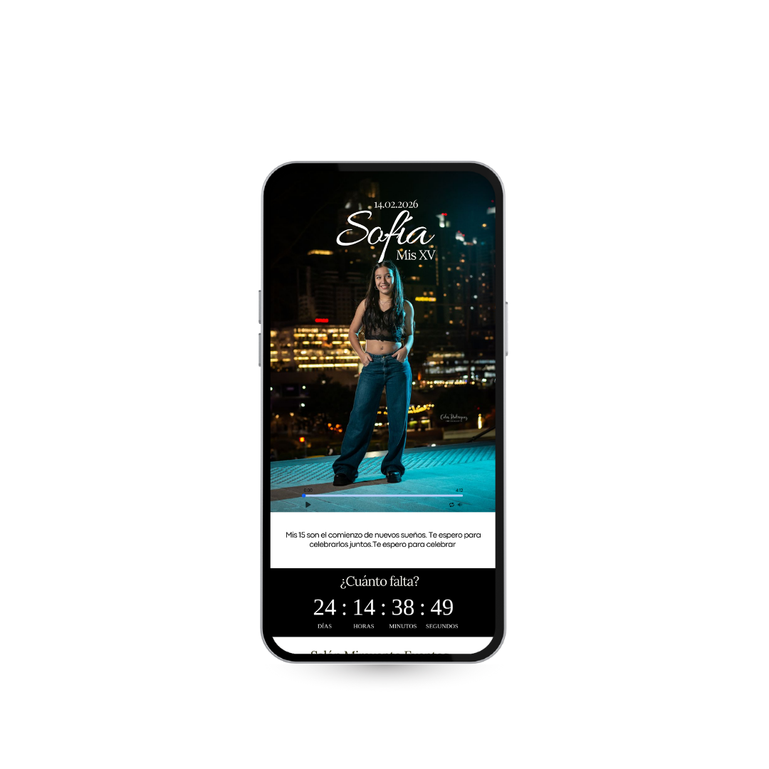 Invitación Digital Interactiva Minimalista – XV Años