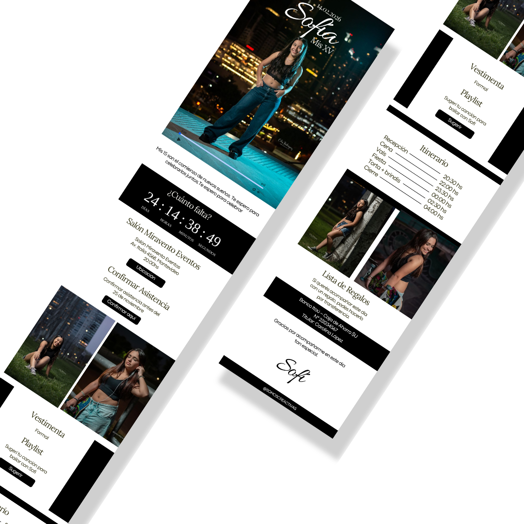 Invitación Digital Interactiva Minimalista – XV Años