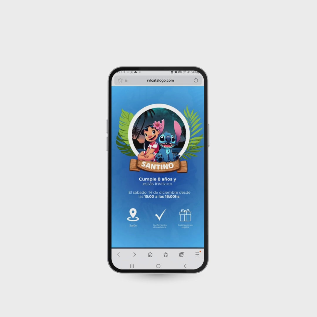 Invitación digital infantil – Lilo & Stitch