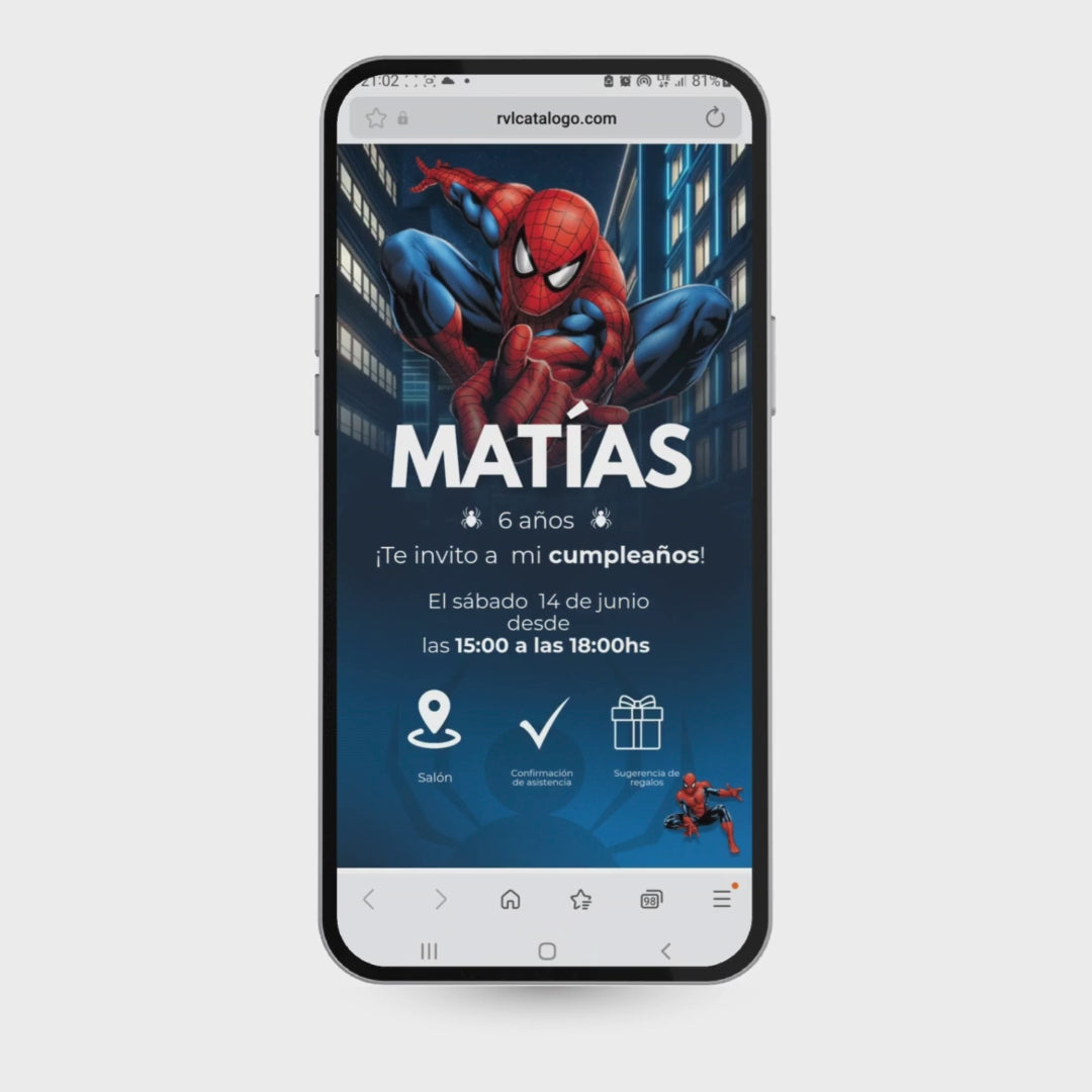 Invitación digital infantil – Hombre Araña