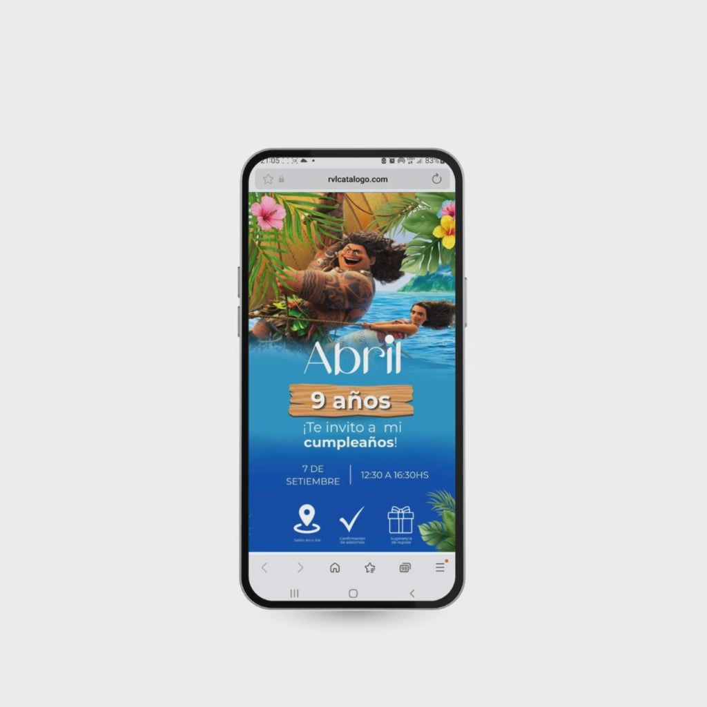Invitación digital infantil – Moana