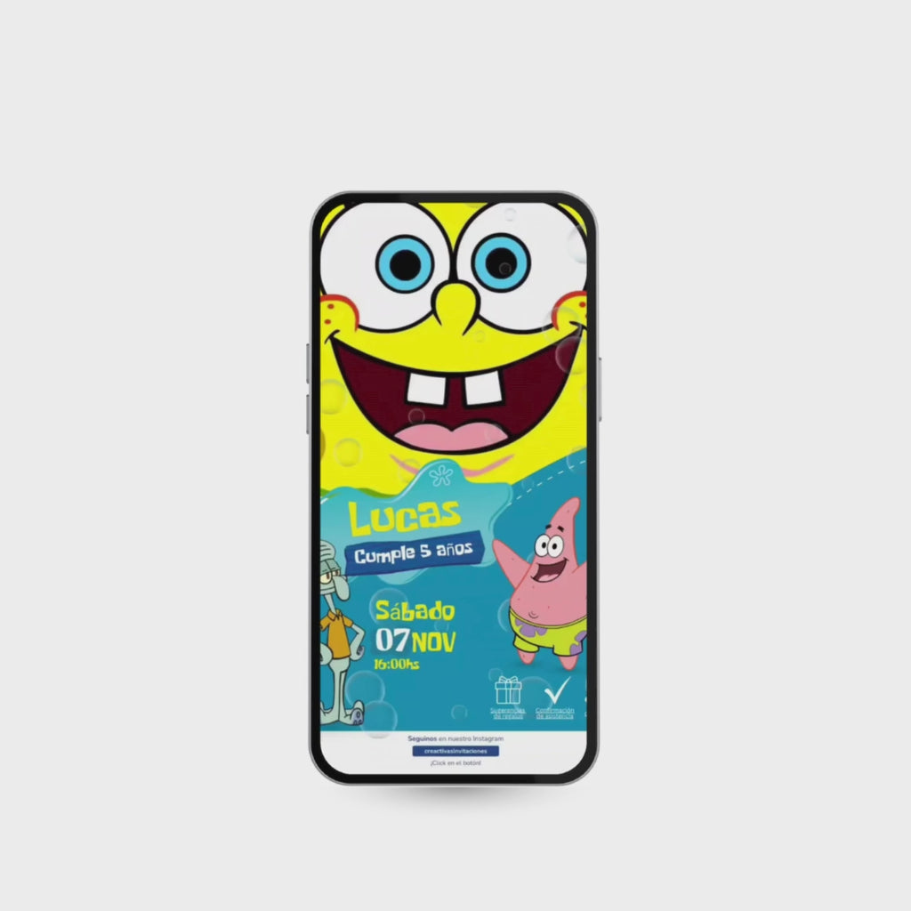 Invitación Digital Interactiva – Bob Esponja